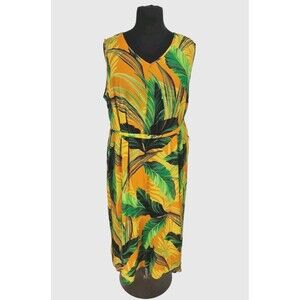 CATHERINES Women Floral Maxi Dress Plus Size 4X Crew Neck Sleeveless Sheer 48A